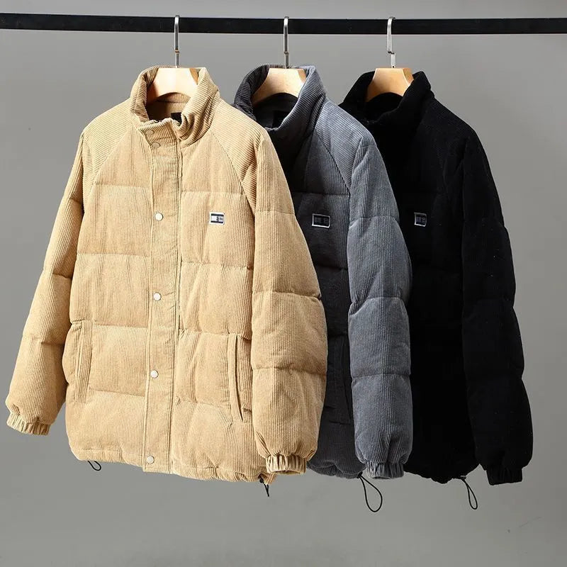 Gmiixder Winter Hip Hop Padded Jacket Men s Warmth Corduroy Parkas Fashion Simple Letter Patch Design jpg da526485 867e 41ec 87de 41d5fe248b47